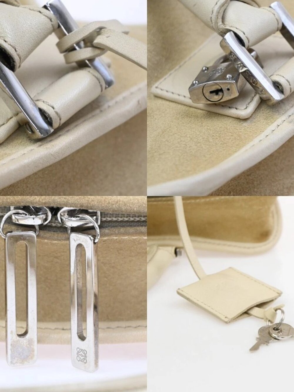 LOEWE Anagram logo Amazona 28 Handbag Suede Leather Beige Spain SHW 38CA785 - Picture 9 of 16